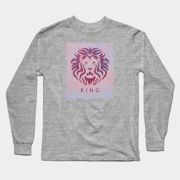 'KING' Lion Head - Fuchsia Long Sleeve T-Shirt by sleepingdogprod